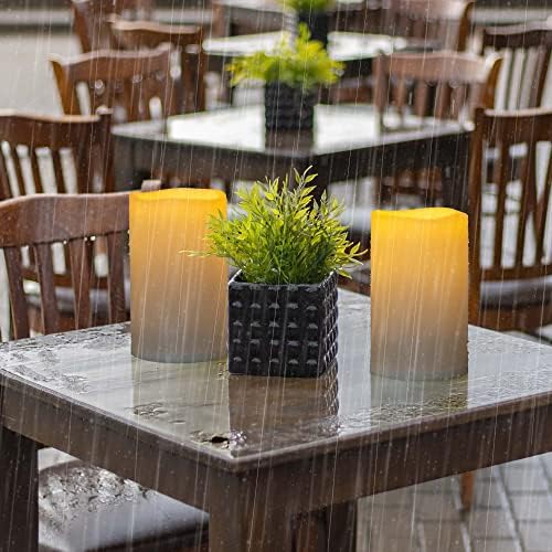 8" x 5" Waterproof Outdoor Flameless Candles Battery Operated LED Flickering Pillar Candles with Remote and Timer for Indoor Outdoor Lanterns, Long Lasting, Ivory White Large, Set of 2 - Image 5