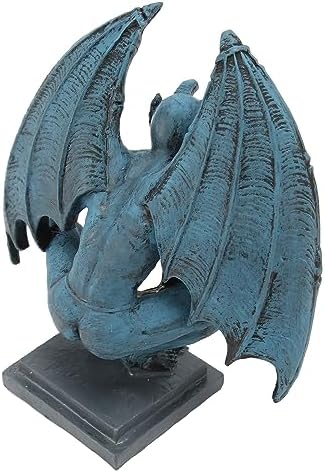 Gargoyle Statue Lifelike Decorative Resin Gothic Sculpture, Blue Garden Figurine for Home Garden Yard Office, Gothic Gargoyle Ornament with Vivid Detailing and Sturdy Resin Build - Image 5