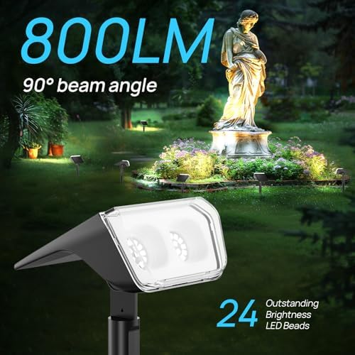 Consciot Solar Spot Lights Outdoor Waterproof, 24 LED Dusk-to-Dawn Solar Outdoor Lights, 2 in 1 Adjustable Wall Lights, Daylight Solar Landscape Spotlights for Garden Yard Wall Walkway, 4 Pack - Image 4