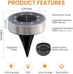 Siatom Stainless Steel Solar Ground Lights 8 Pack, IP68 Waterproof Solar In-Ground Light for Outdoor, Flat Landscape Lighting, Garden Disc Light for Pathway, Walkway, and Yard - 8 Pcs (Cold White) - Image 3