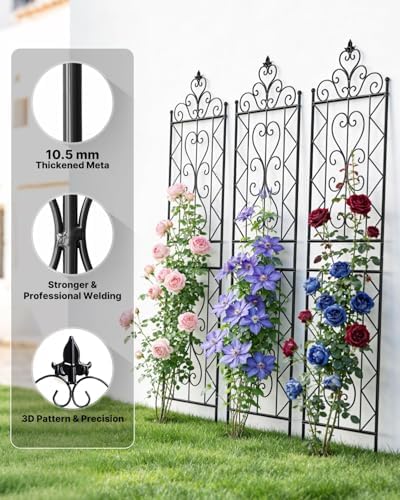 ARIFARO 2 Pack 78"H x 20"W Metal Garden Trellis for Climbing Plants Outdoor - Image 4