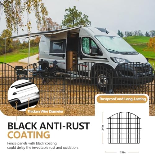 10 Panels Garden Fencing Animal Barrier with Lock, 24in (H) x 20ft (L) No Dig Dog Fence Outdoor for Yard Rustproof Decorative Fences Tall Metal Panel Wire Border Rabbit Ground Stakes - Image 5
