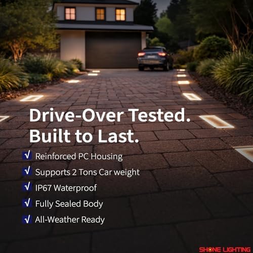 SHONELIGHTING 4x8 Solar Ground Lights, 3500K Paver Light, Warm White, 2Pack - Image 3
