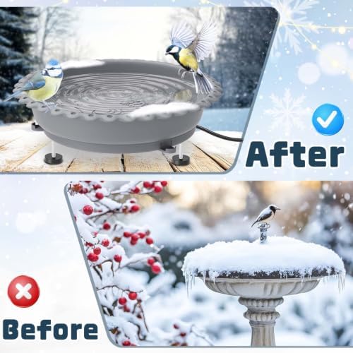 Heated Bird Baths for Outdoors,100W Winter Heated Birdbath,Gray - Image 5