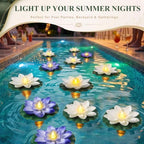 Liliful 18 Pcs Diwali Floating Lotus Lights, 3.94 Inch, White,Blue - Image 4