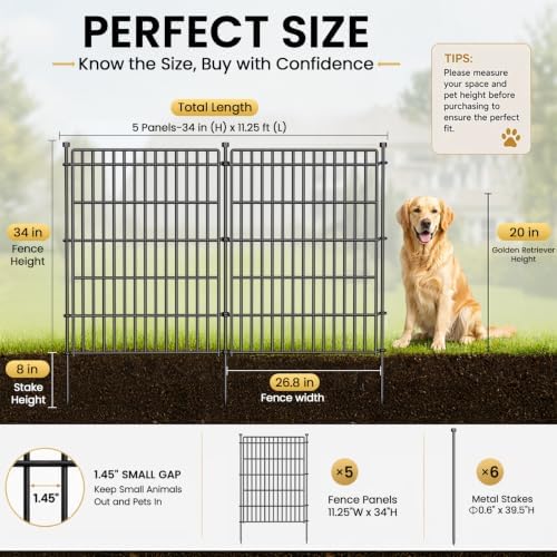 No Dig Garden Fence, Dog Fencing Outdoor for Yard, 5 Panels - Image 2
