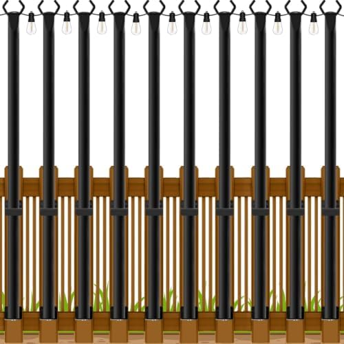 Beizelte 10 Pack 5Ft String Light Poles,Outside String Lights,Outdoor Light Poles,Metal Poles Stand for Patio,Backyard,Deck by Beizelte
