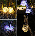 Ulalaza 2Pcs Solar Outdoor Hanging Lanterns with Handle Retro Solar Lights Patio Decor Patio IP65 Waterproof Yard Art Garden Accessories Outdoor Decorations for Christmas Porch Lawn - Image 6