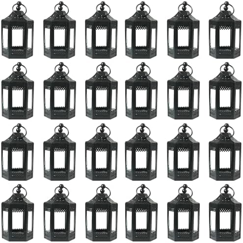 Vela Lanterns Tea Light Candle Holders, Mini Table Centerpieces, Black by VelaCandleLanterns