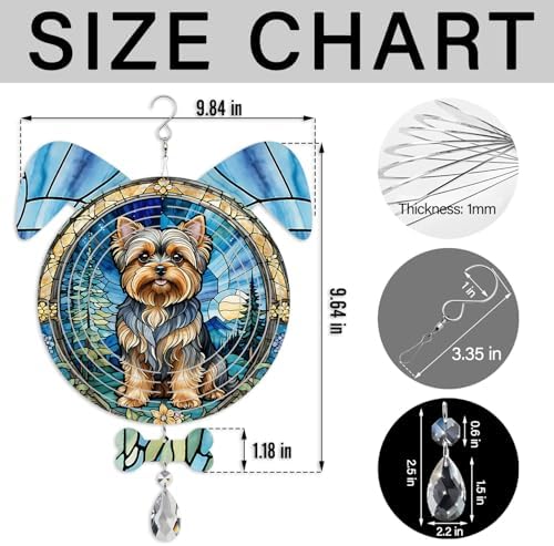Yorkshire Terrier Dog Ears Wind Spinner, Yorkshire Terrier Wind Spinner Hanging for Yard and Garden (Yorkshire Terrier) - Image 2