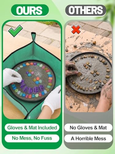 10in Glow in the Dark Stepping Garden Stone Kit, All-in-1 Family DIY Gifts - Image 5