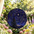 Star Spiral Winter Pine Stained Glass Suncatcher 11.8" Colorful Window Hanging Ornament, Sun Catcher Decor for Bathroom Front Door Living Room Home Wall Garden - Image 2