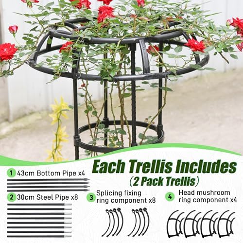 Quibbay 41.3 Inch Mushroom Top Garden Trellis for Climbing Plants,2 Pack - Image 4