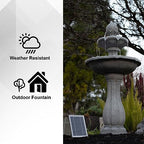 XBrand 44" H Solar Water Fountain, Two-Tier Outdoor Garden Fountain with Bird Bath, White Fiberglass Resin Design, Solar Panel, and Auto Shut-Off Pump - Image 4