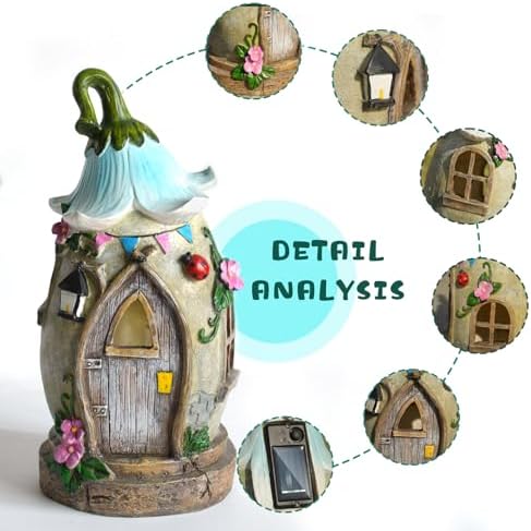 Resin Fairy Garden Statue with Solar Light Perfect for Garden Decor,12.2 in - Image 5