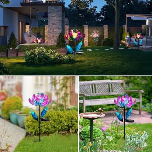 Outdoor Garden Decor Solar Spinners Lights - Metal Wind Spinner Solar Lights for Yard, Patio, Garden Lawn Oranments - Image 6