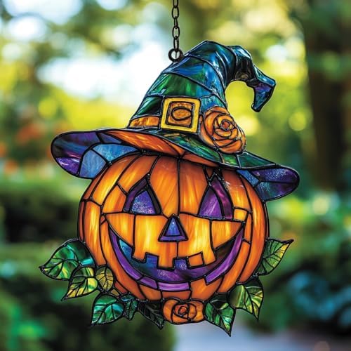 Witch Jack-o'-Lantern Acrylic Suncatcher by AVAGAN