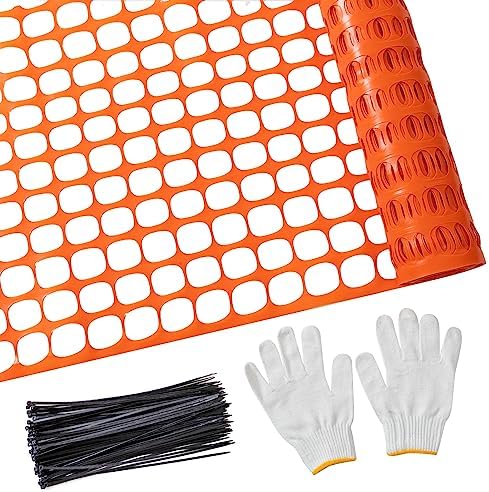 PotatoLife 4'x100' Plastic Mesh Safety Fence with 100 Zip Ties, Orange by PotatoLife