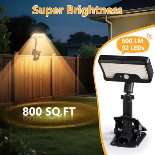 Clip On Solar Motion Lights Outdoor,360°Rotatable Fence Lights(4Pack,3000K) - Image 3