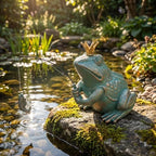 Larger Frog Statues Outdoor Garden Decor - 8.3" Antique Copper Fishing Frog Statue Outdoor Garden Statue & Koi Pond Decor, Animals Sculpture Accessory for Patio, Lawn, Yard Decoration, Gift for Mom - Image 5