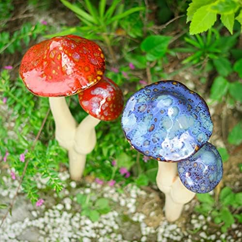 Ceramic Mushroom Garden Stake, Outdoor Mushroom Statue for Yard Decor - Image 4