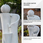 Xbrand 41" Modern Sphere Curve Cascading Fountain, Resin - Image 7