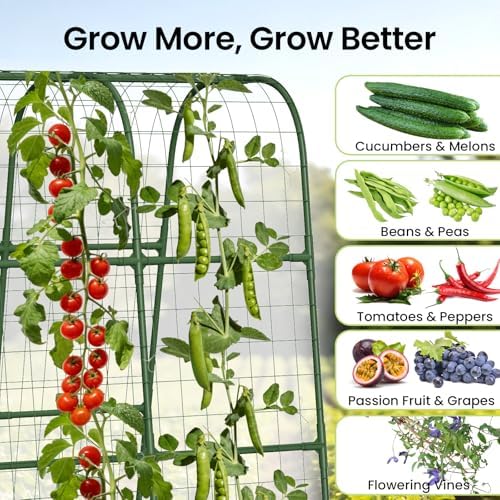 63" H x 47" L x 23" W Arch Trellis for Garden – Heavy-Duty Plant Support with Nylon Net & 100 Leaf Ties, Garden Trellis Arch for Climbing Plants Outdoor & Raised Bed - Image 7