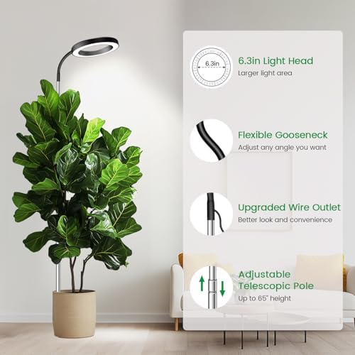 Garpsen Plant Light, Full Spectrum Grow Light, 65'' Height Adjustable 3Pack - Image 5