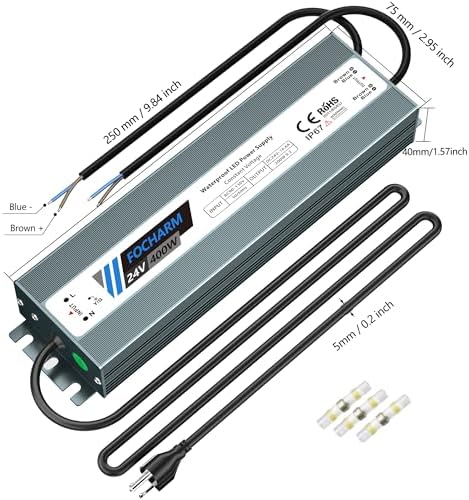 LED Power Supply 400W: AC90-130V to 24V DC 16.6A IP67 - Image 3