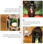 2pcs Iron Glass Candle Lantern Set, Decorative Holder Moroccan Style - Image 6