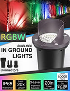 SUNVIE RGBW Low Voltage Landscape Lighting Color Changing 12W Waterproof Well Lights Landscape LED In Ground 12-24V Dimmable Paver Lights with Connectors for Pathway Garden Yard Fence Deck, 8 Pack - Image 2