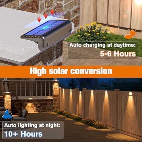 NIORSUN Solar Deck Lights Outdoor 8 Pack, IP65 Waterproof Large Size LED Stair Lights with Lenses, Auto ON Off Warm White Step Lights for Outside, Deck, Patio, Fence, Yard, Pathway and Railing Decor - Image 3