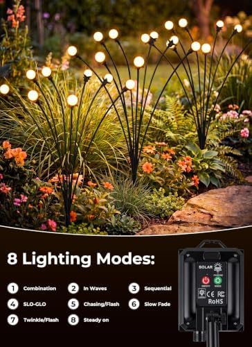 Brightown Solar Lights Outdoor,8Pack 64LED Solar Garden Lights Warm White - Image 5