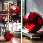 12 Inch Stainless Steel Gazing Globe,v2croft Hollow Ball Mirrored Surface Polished Shiny Sphere,Garden Stainless Steel Gazing Ball for Outdoor Lawn Pond Yard Ornament(red) - Image 5
