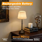 Cordless Table Lamp, Rechargeable Desk Lamp with Fabric Shade, Battery Operated Lamp 3 Color Stepless Dimming, Portable Small Touch Bedside Lamp Home Decor for Dining, Counter (Matte Black) - Image 4