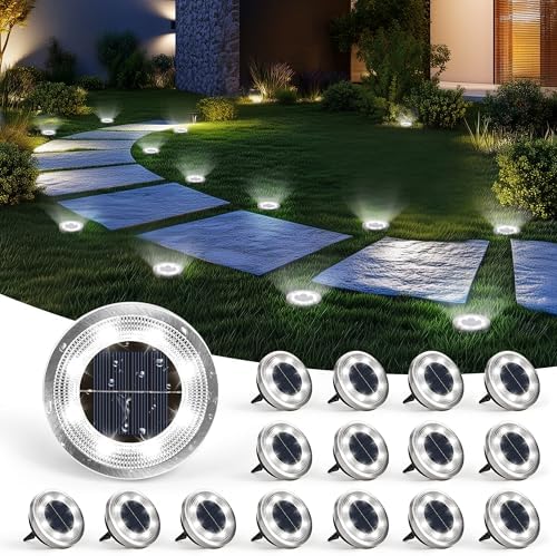 SOLPEX 16 Pack Solar Ground Lights Outdoor, Backyard Decor Cool White by Solpex