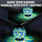VOREEN Mosaic Solar Lanterns, Handmade Outdoor Glass Hanging Light, Waterproof Solar Table Lamp, Gift for Mom Wife Friend, Decor for Garden, Patio, Yard, Balcony, Green & Yellow, Leaves Pattern - Image 5