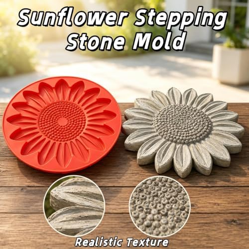 Reusable Sunflower Stepping Stone Mold, 15cm Sunflower Paver Mold (C) - Image 2