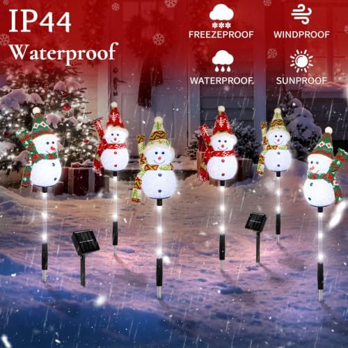 Solar Snowman Christmas Pathway Lights, Cool White, 6 Pack - Image 2