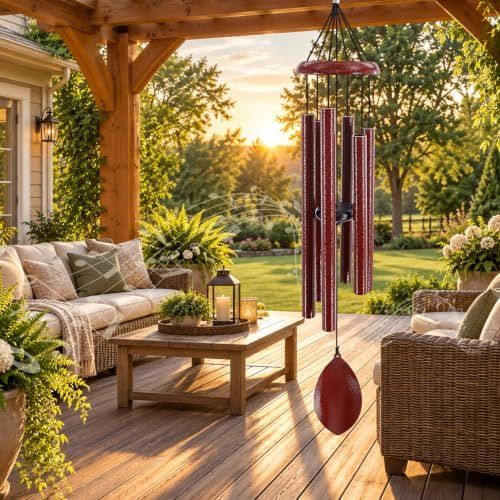 ASTARIN 36 Inch Deep Tone Wind Chimes for Outside, Burgundy Red Leaf Decor - Image 5