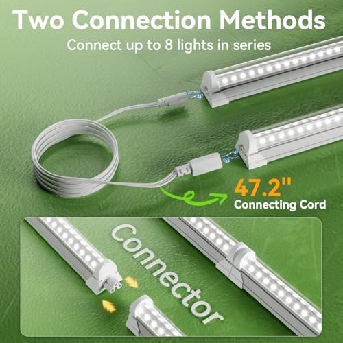 3FT Grow Lights for Indoor Plants,T8 5000K Full Spectrum Plant Light,192W(6 x 32W), LED Grow Light Strips with Timer, Aluminum Reflector, Linkable,Plant Growing Lamp Fixture for Greenhouse Indoor 6pcs - Image 7