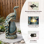 Tankana Peacock Outdoor Water Fountain 32" H Cascading Waterfall Fountain with LED Lights & Pump Tiered Water Feature for Garden, Patio, Backyard, Deck, and Porch Decor, Bronze - Image 5