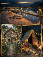 Oviejo 8.5FT LED Patio String Lights, Waterproof Outdoor Lantern String Lights with 12 Bulbs, Beaded Copper Wire Ball Style, Connectable Yard Garden Bistro Party Lights, Warm White - Image 5
