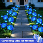 VOOKRY Solar Flowers Outdoor Waterproof, 2 Pack Blue Garden Lights with Swaying Firefly Lights, Flower Light Garden Decor for Yard Patio Pathway Lawn Grave, Gardening Gifts for Women Mother's Day - Image 6