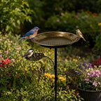 Outdoor Birdbath 5-Prong Base Vintage Bird Bath Metal Bowl - Image 3