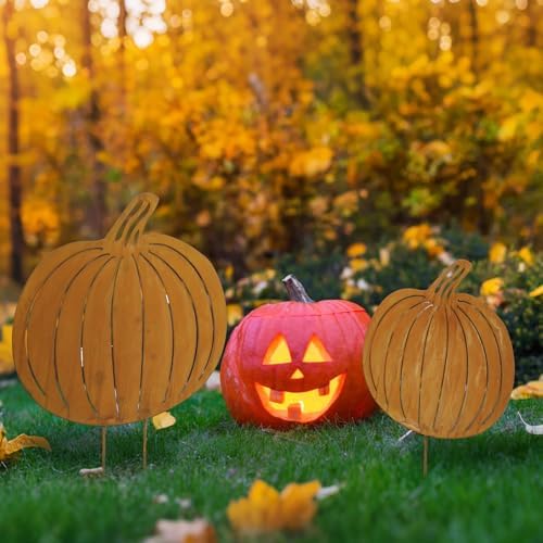 GlikCeil 3 Pcs Fall Decor Outdoor Rustic Pumpkin Stakes, Fall, Rustic - Image 4