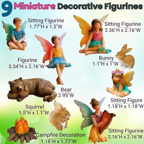 Mood Lab Fairy Garden Figurines - Camping Set (9 pcs) - Miniature Decorative Statues & Accessories - Outdoor & Indoor Garden Decor - Image 3