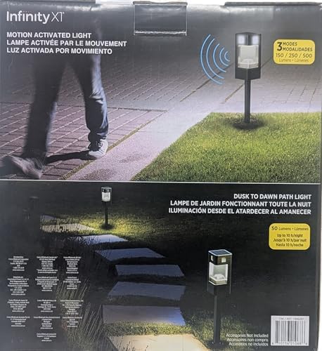 Infinity X1 Solar Path & Motion Security Lights (2-Pack) – 500 Lumens Motion Activated, 50 Lumens Dusk-to-Dawn, IPX4 Weatherproof, 360° Detection, Outdoor LED Stake Lights for Yard, Walkway & Garden - Image 3