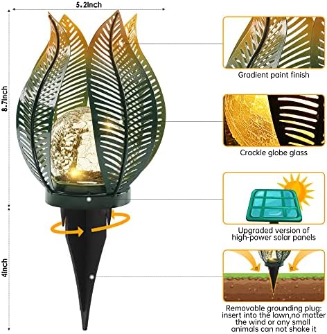 Solar Garden Lights Outdoor Decorations Garden Decor,Crackle Globe Glass,Gardening Gifts Waterproof Solar Lights for Outdoor Decor Patio,Lawn,Balcony,Porch,Yard Art - Image 3