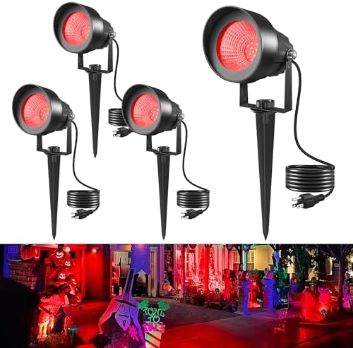 T-SUN Spot Lights Outdoor, Red Landscape Spotlights for Patio Party 4 Pack by T-SUN